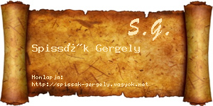 Spissák Gergely névjegykártya